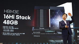 SK Hynix CEO at the HBM3E 16-Hi Stack memory announcement