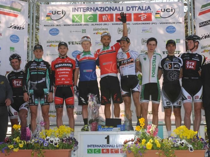The elite men's podium was topped by Manuel Fumic (Cannondale)