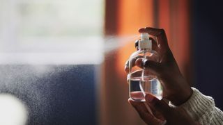 picture of woman spraying in house