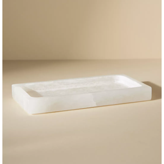 white stoneware bath tray