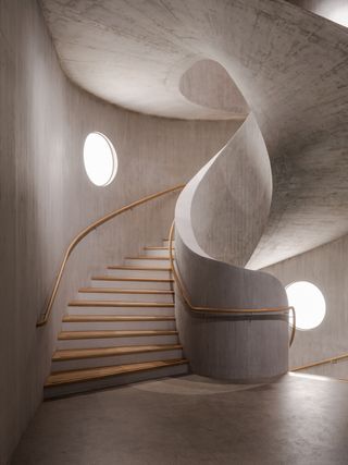 Herzog& de Meuron Children's Hospital in Zurich timber building interior and exterior engulfed in foliage