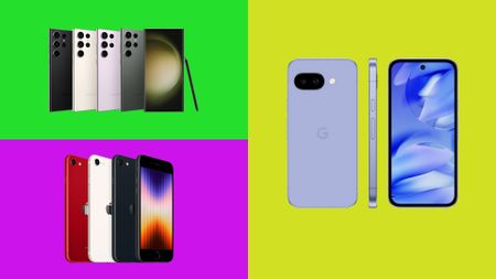 Three of the best budget camera phones on the market, in three colourful boxes.