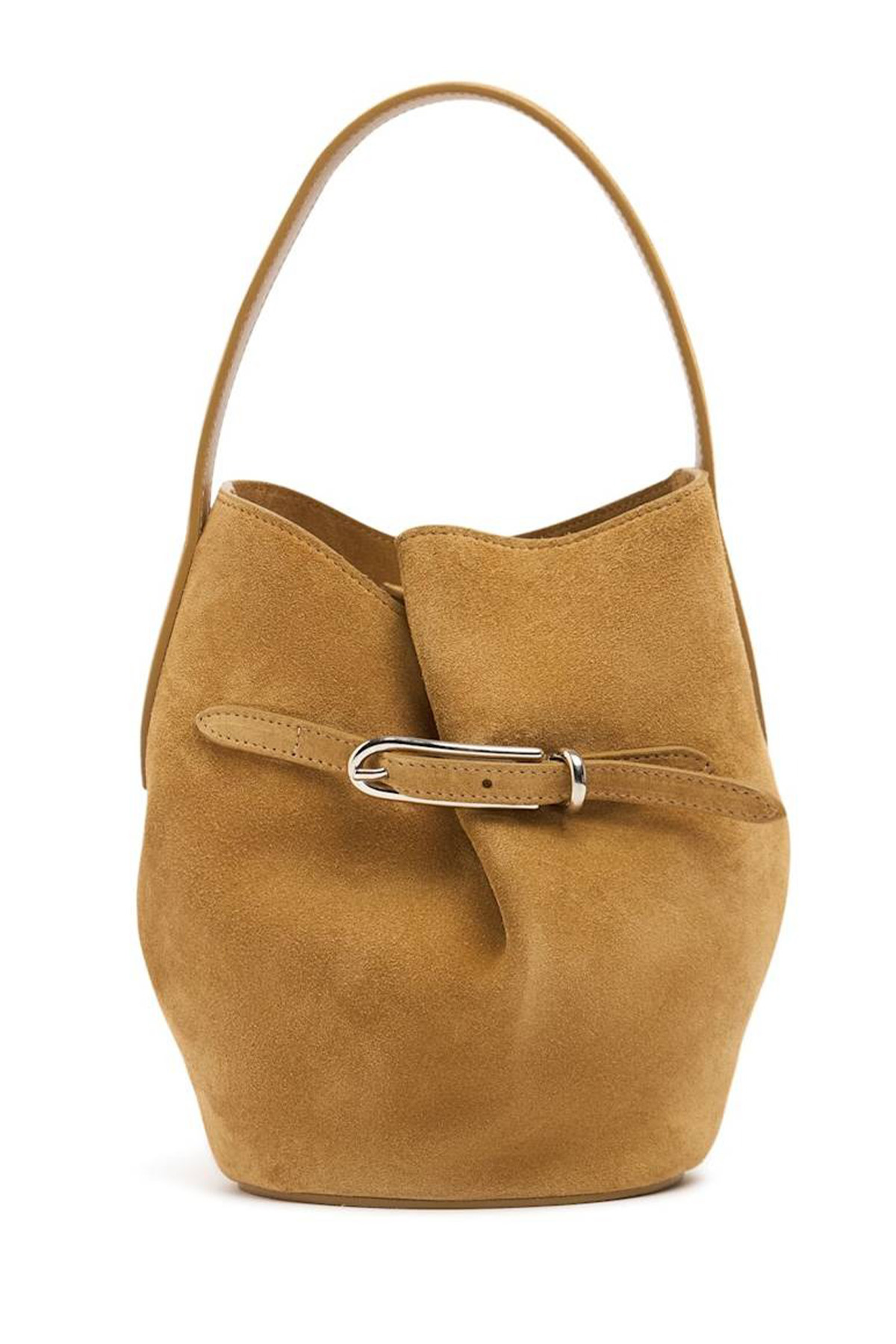 Liffner Mini Belted Bucket Suede Top Handle Bag