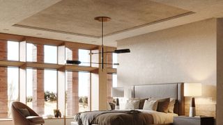 luxury bedroom with recessed ceiling panel