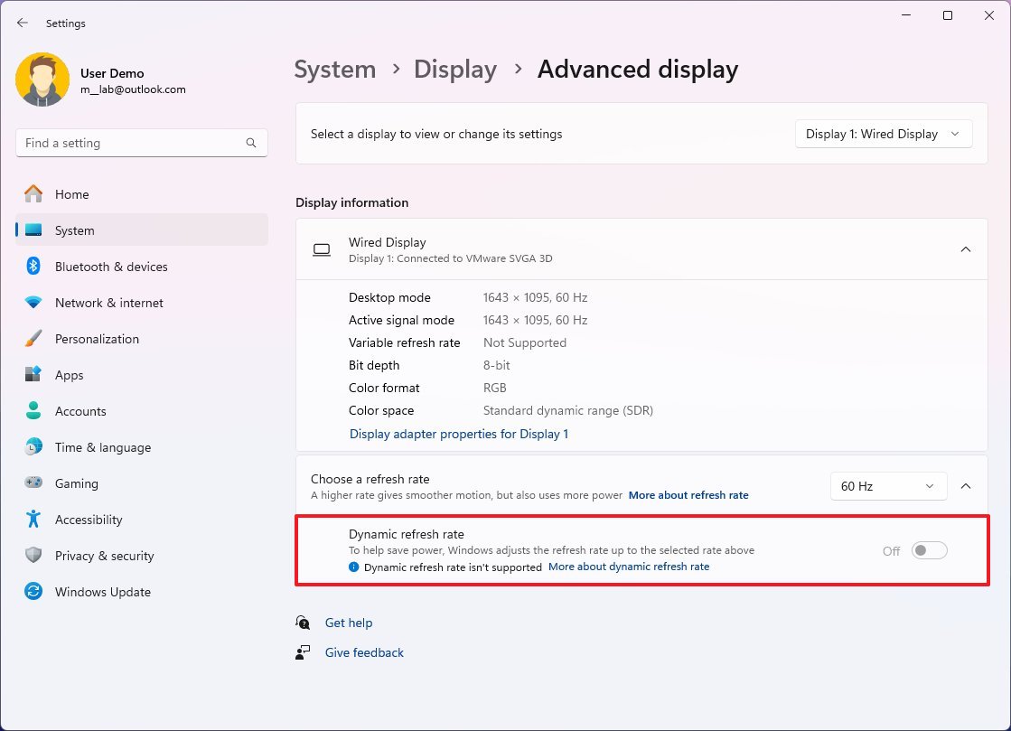 Dynamic refresh rate