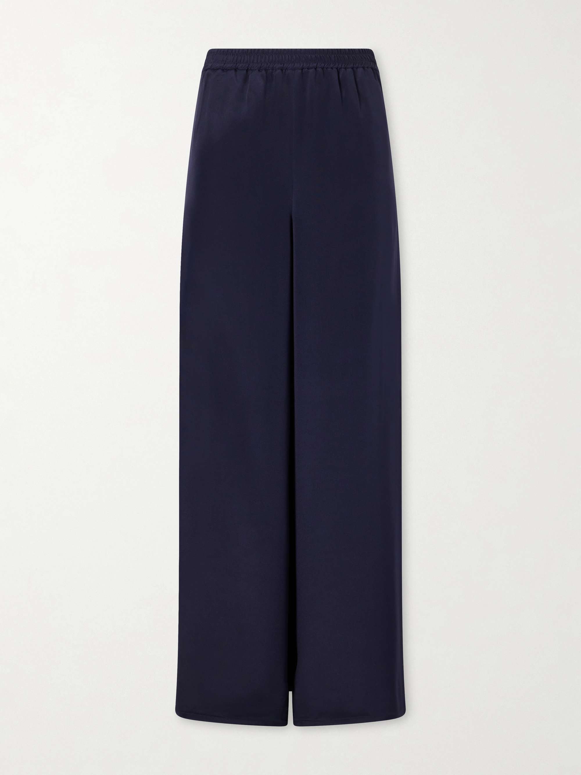 Logo-Embroidered Silk Wide-Leg Pants