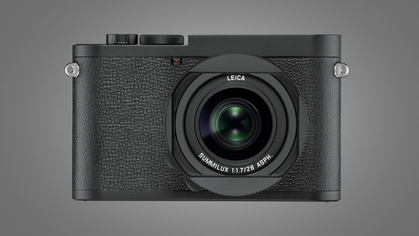  Leica Q2 Monochrom camera on a gray background