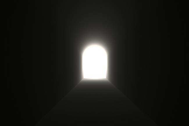 Many people report seeing a bright light at the end of a long dark tunnel after a near-death experience.