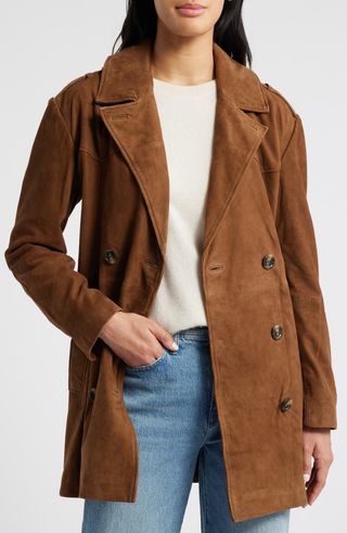 Suede Belted Trench Coat