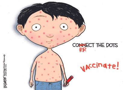Editorial Cartoon U.S. Anti-Vaxer parents chicken pox vaccination