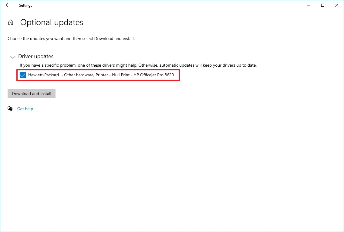 Drivers de instalação do Windows Update