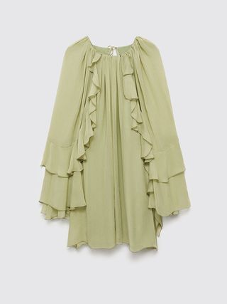 MANGO, Chiffon Ruffle Dress