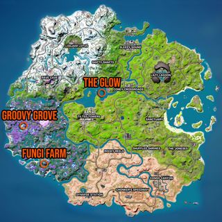 Land at Groovy Grove or Fungi Farm and travel to The Glow in Fortnite