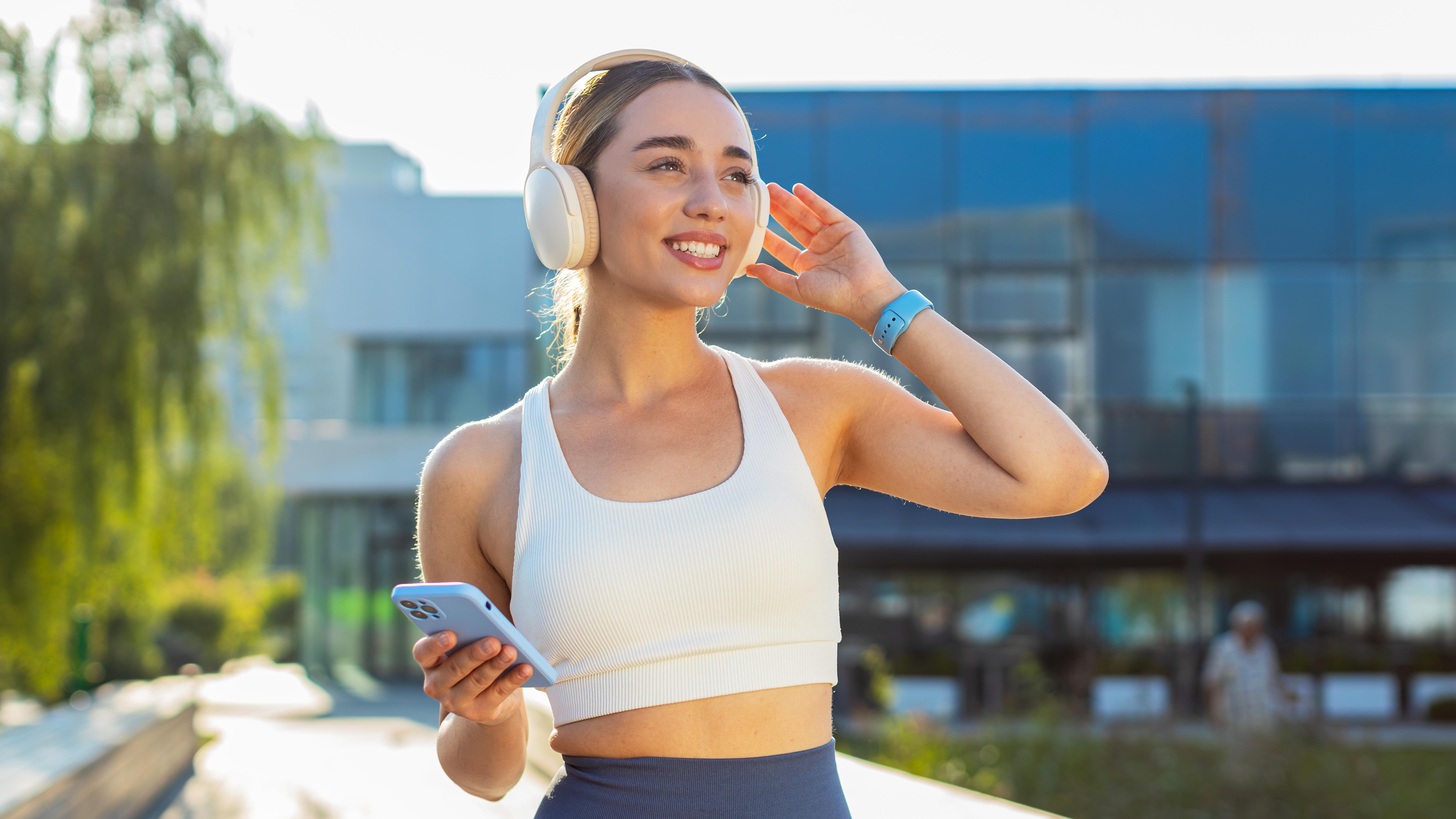 a woman doing a walking workout
