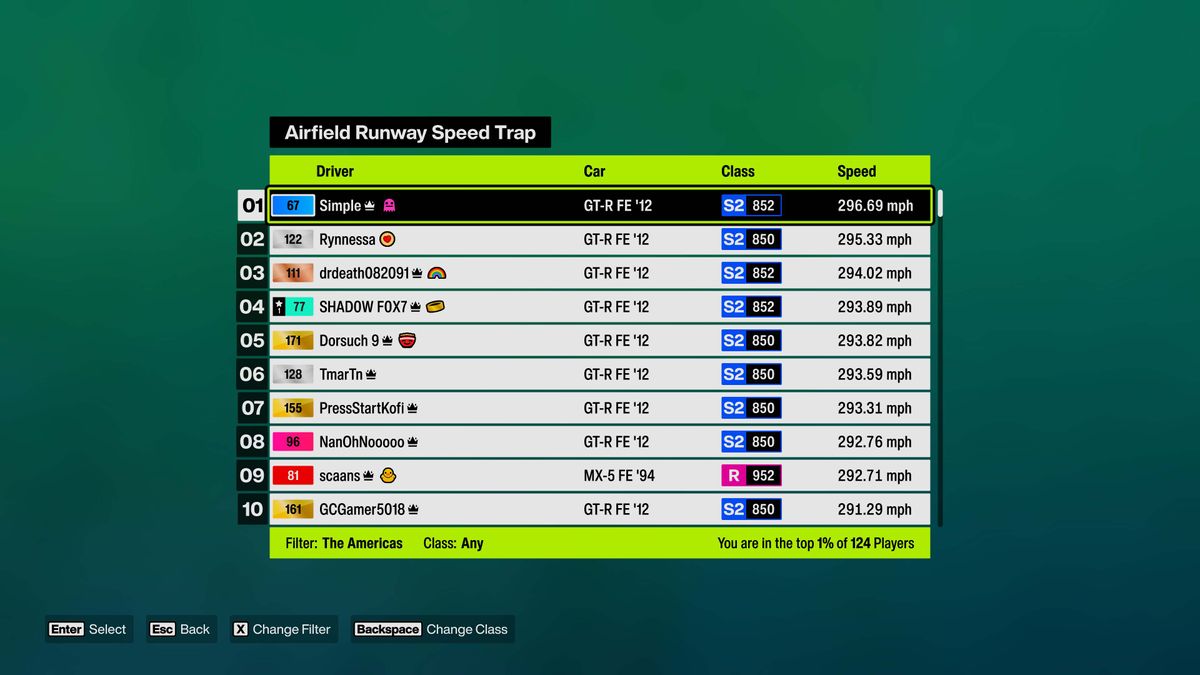 Forza Horizon 6 screenshot of leaderboards