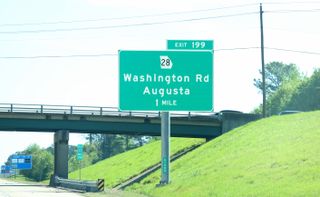 Augusta and Washington Road sign seen from the I-20