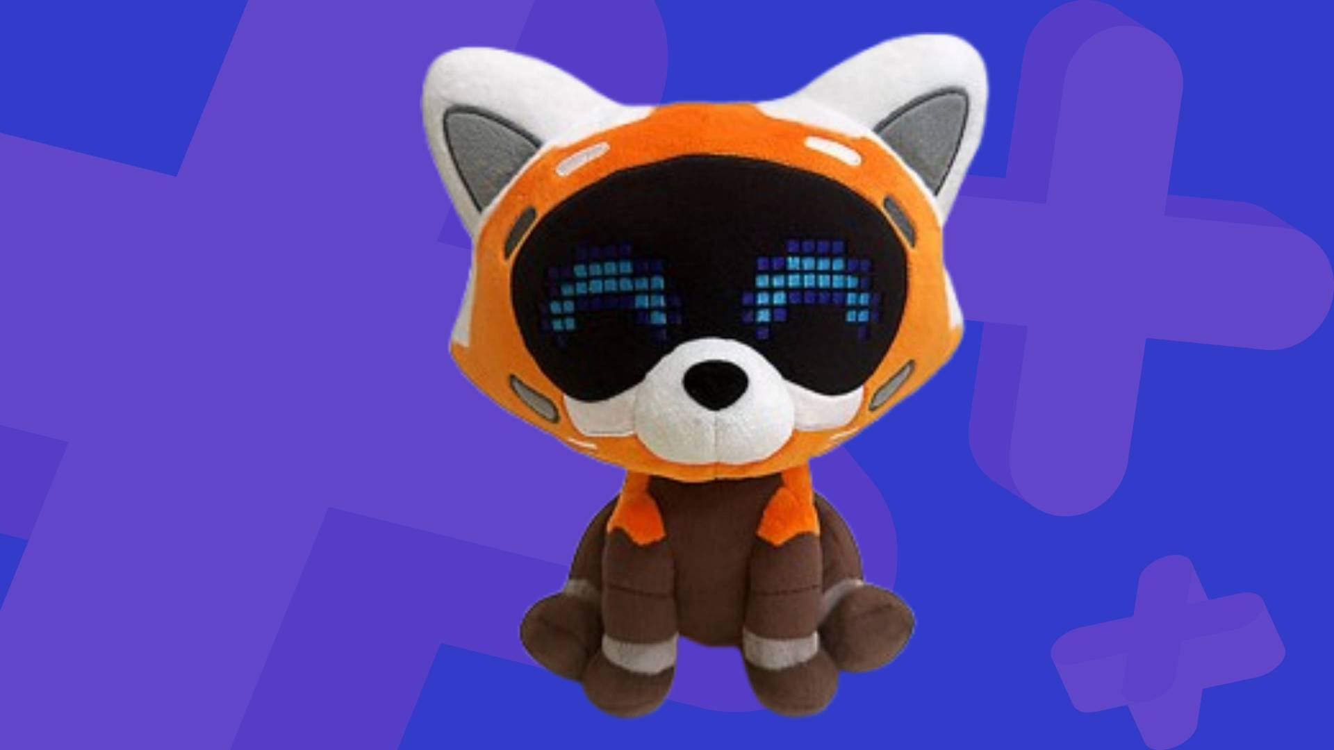 Image of the official Astro Bot Red Panda plushie on a blue GamesRadar+ background.