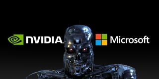 NVIDIA and Microsoft Logo with a Terminator