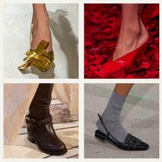 A selection of autumn 2025's biggest shoe colour trends, as seen on the runway