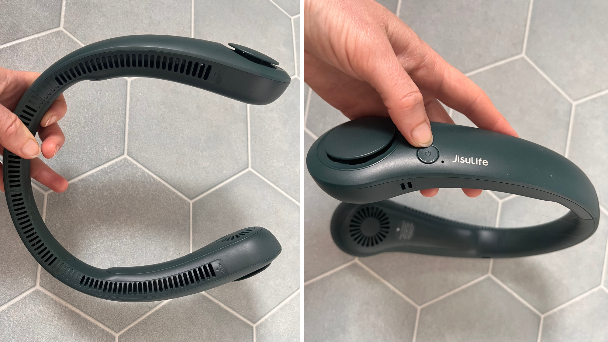 JISULIFE neck fan in use
