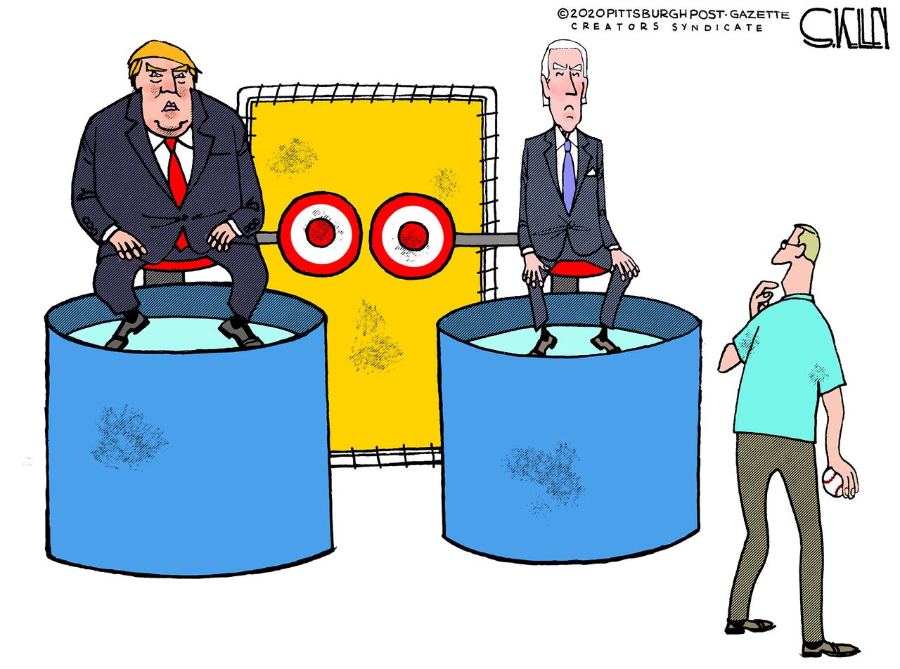 Political Cartoon U.S. Trump Biden 2020