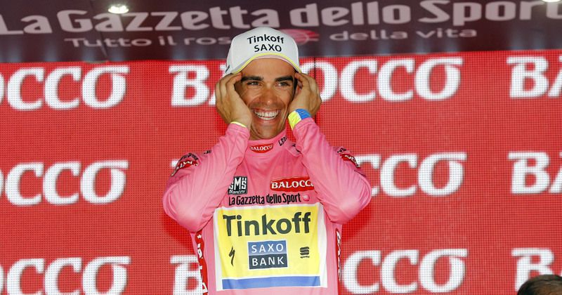 A big smile for Alberto Contador on the podium