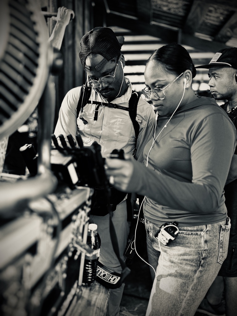 Zinzi Coogler on the set of Sinners with Ryan Coogler