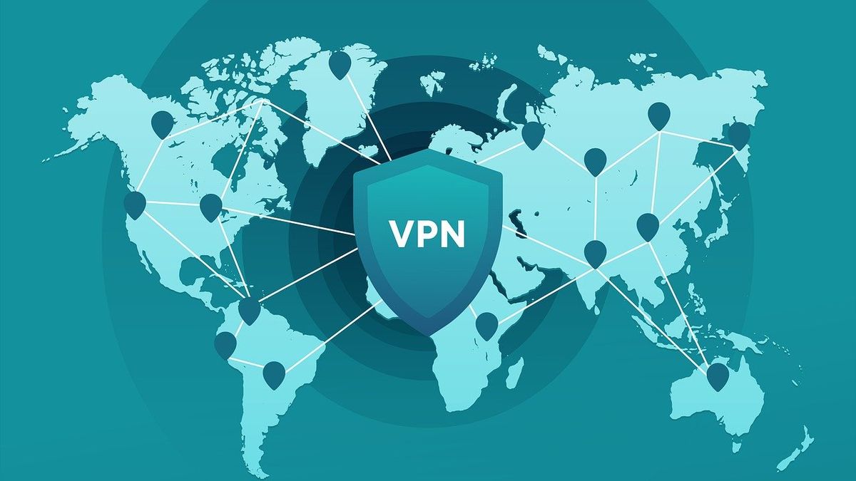 VPN badge in front of the world map