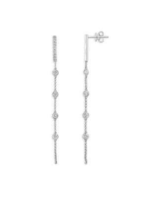 14k White Gold & 0.49 Tcw Mined Diamond Linear Drop Earrings