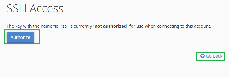 Click Authorize and then Go Back.