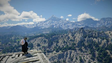 Crimson Desert screenshot shows Kliff looking out over a vast landscape.