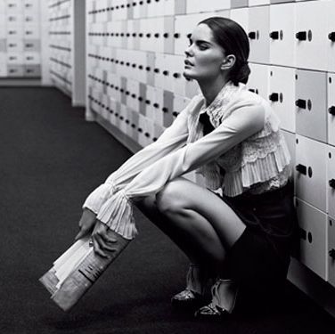 woman by office lockers