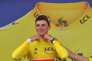 Giulio Ciccone (Trek-Segafredo) in the yellow jersey at the Tour de France
