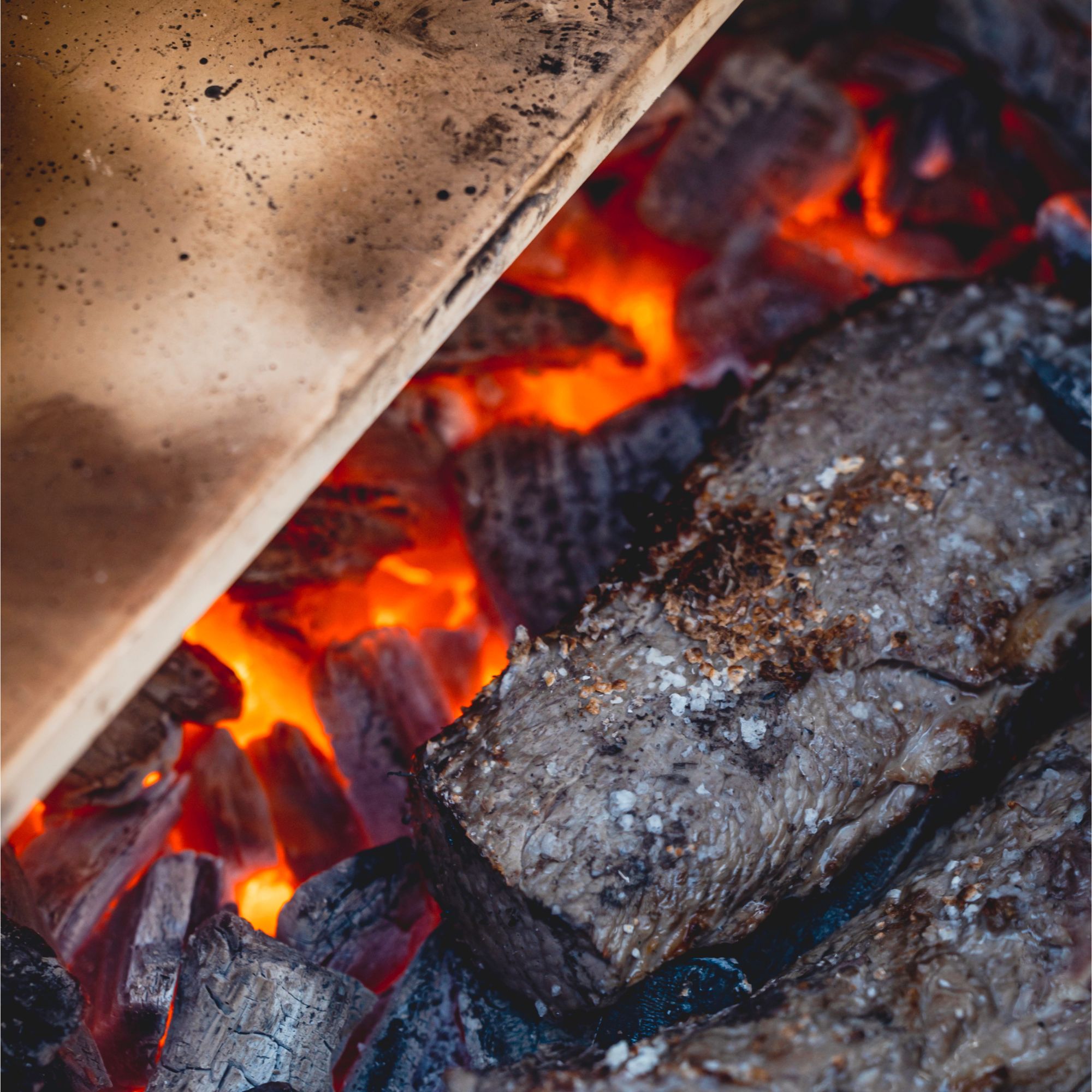 Charcoal burning in Kamado Joe BBQ