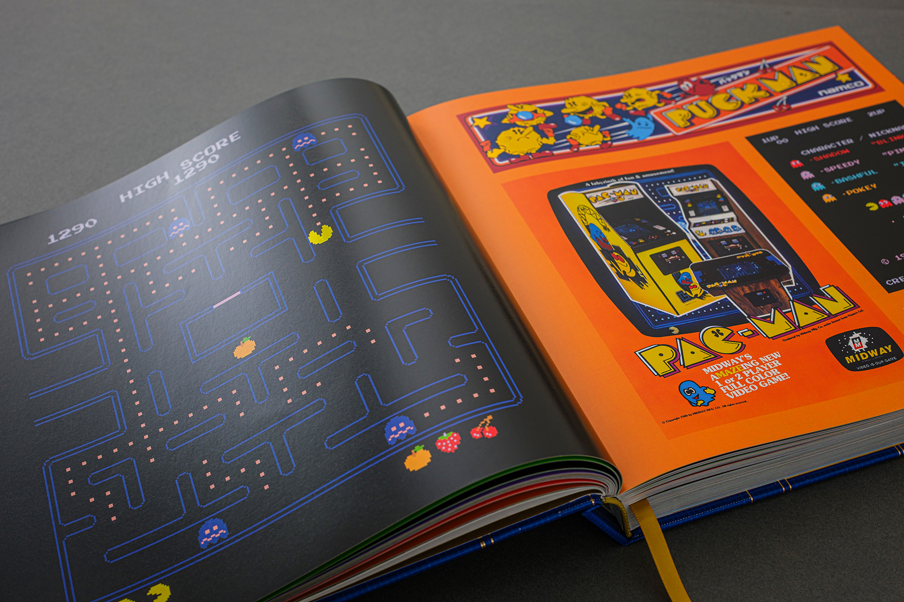 A blue book with gold foil