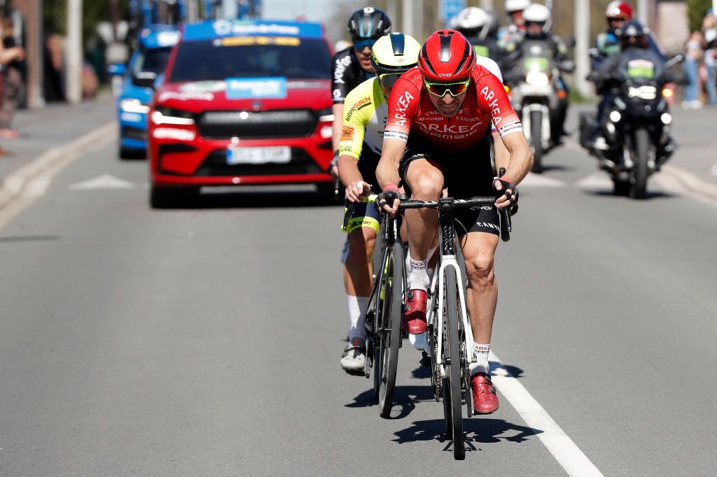 ROUBAIX FRANCE APRIL 17 Laurent Pichon of France and Team Arka Samsic leads in the breakaway during the 119th ParisRoubaix 2022 Mens Elite a 2572km one day race from Compigne to Roubaix ParisRoubaix WorldTour on April 17 2022 in Roubaix France Photo by Bas CzerwinskiGetty Images