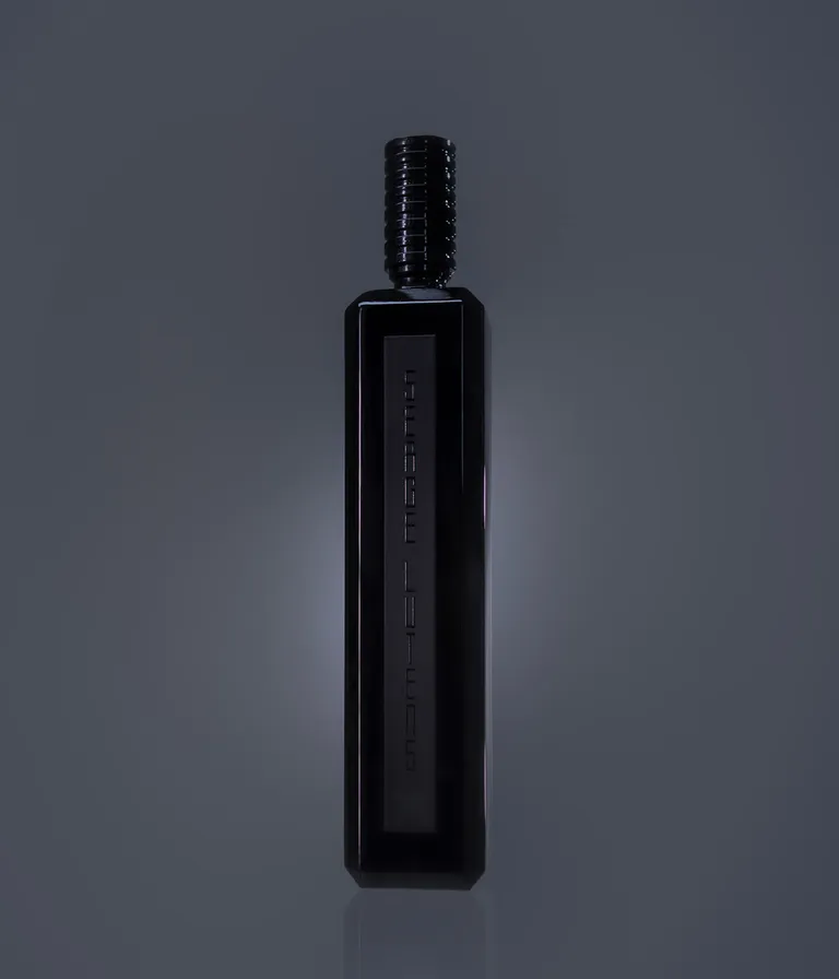 Serge lutens boreno 1883 perfume in black bottle against grey background