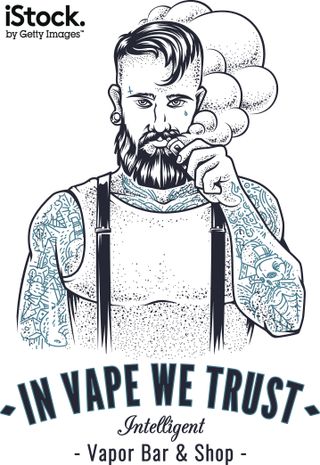 Vaper Hipster Art by kandserg. This image could be used, for example, for a magazine illustration about the vaping trend, or the hipster movement in general