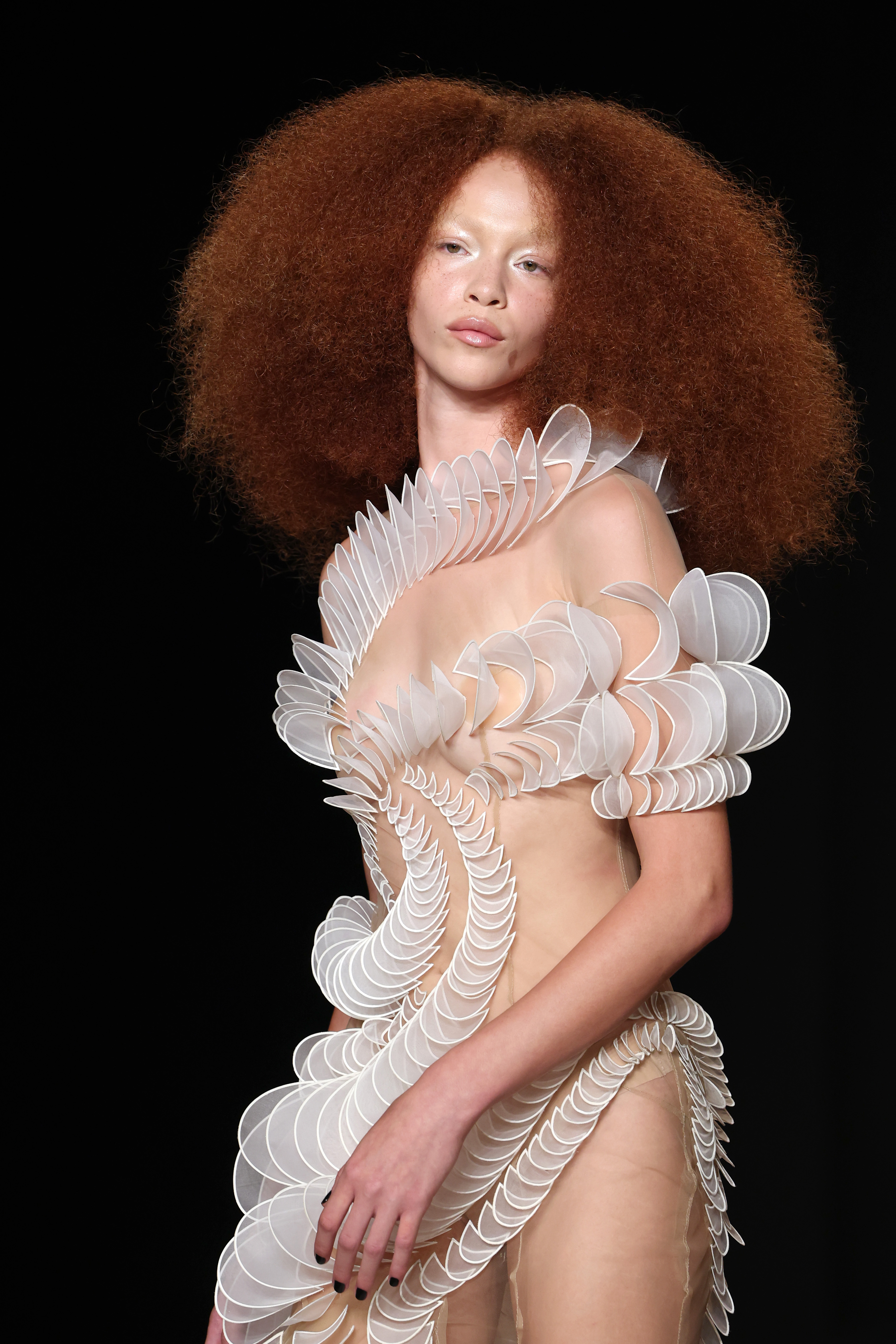 A model walks the runway during the Iris Van Herpen Haute Couture Fall/Winter 2025/2026 show as part of Paris Fashion Week