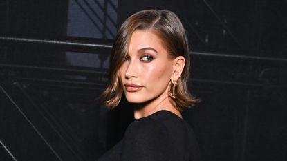 Hailey Bieber attends the Saint Laurent Womenswear Spring/Summer 2024 show as part of Paris Fashion Week on September 26, 2023 in Paris, France