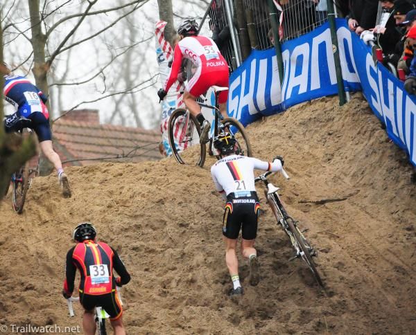 Riders with one lap to go