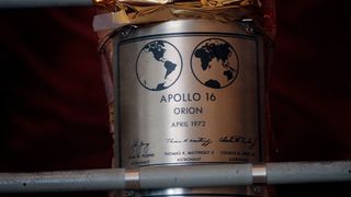A plaque exactly like this was left on the moon by the Apollo 16 crewmen.