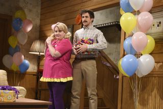 aidy bryant and Ryan Gosling in a birthday party skit on snl