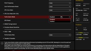 A screenshot of an Asus motherboard BIOS, showing the Turbo Game Mode option