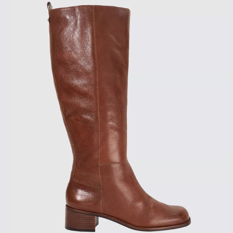 Dune London brown leather knee high boots
