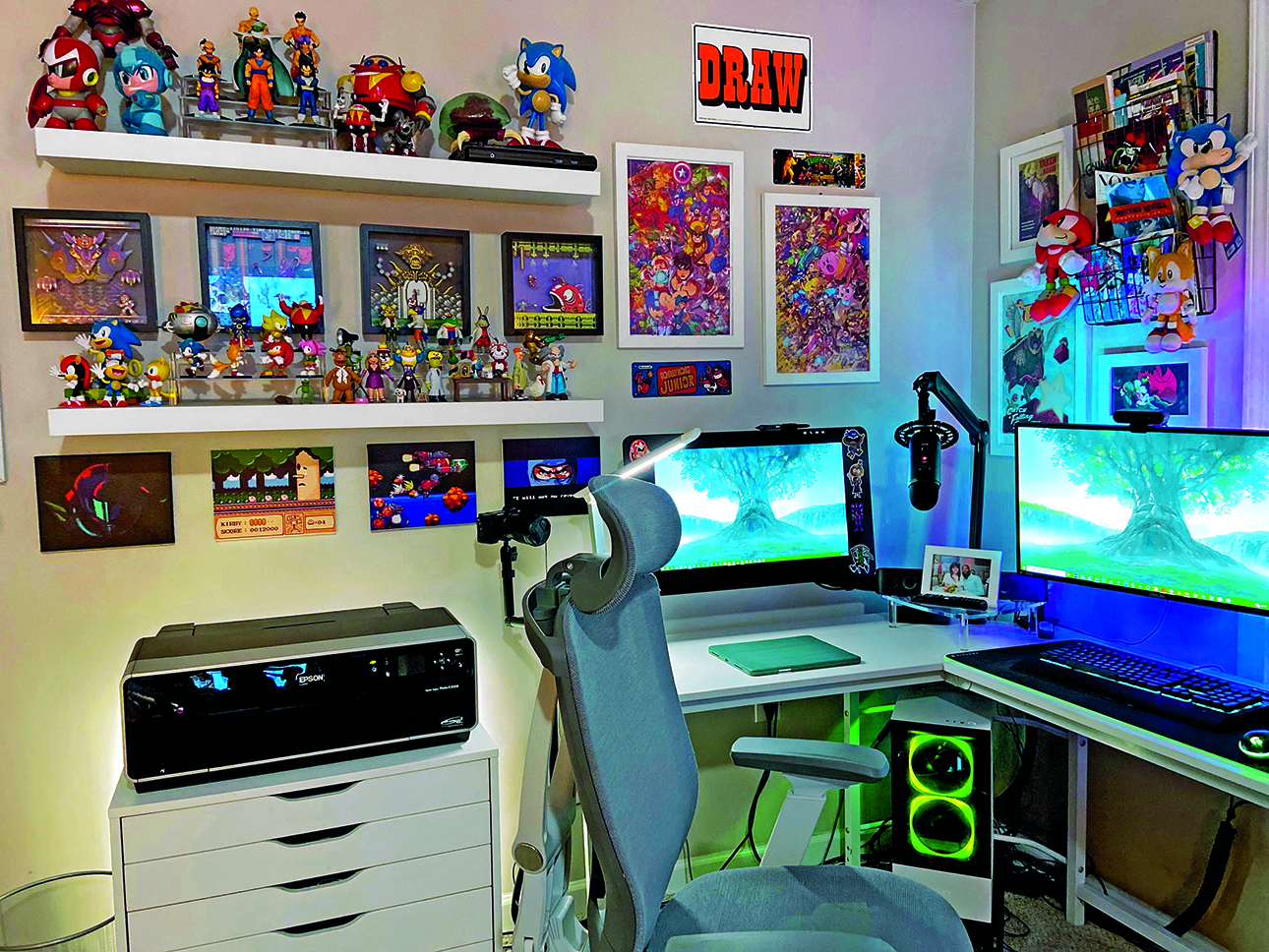 An artist studio full of toys and models