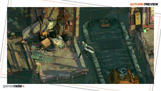 Hershel Wilk jumps from a boat to solid ground in Zero Parades, with the GamesRadar+ Autumn Preview frame.