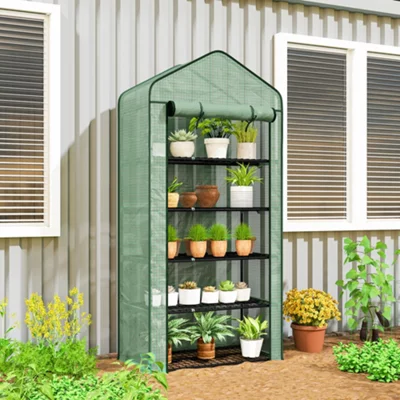 Outsunny Widened Mini Greenhouse 5 Tier Green House, 193h X 90w X 49dcm, Green