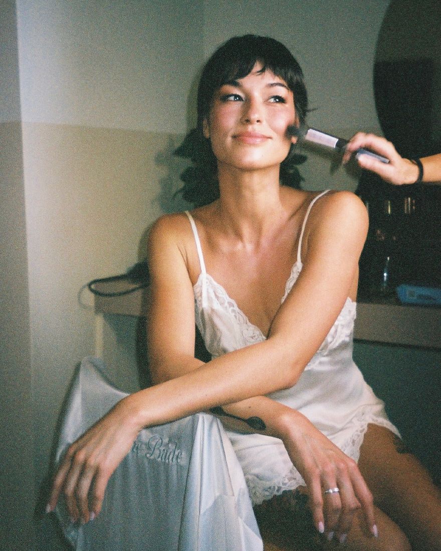 Britni Sumida getting ready for her wedding.