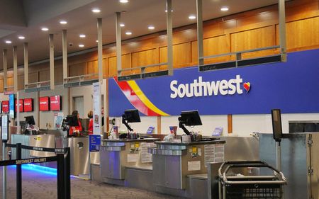 WARWICK, RHODE ISLAND—SEPTEMBER 2017: Check-in counters for Southwest Airlines at the T. F. Green Airport in Warwick, Kent County, Rhode Island.